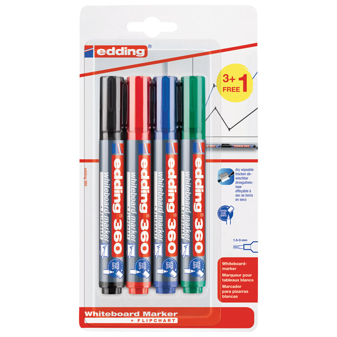 Markeri za bijelu ploču 1,5-3mm Edding 360 set od 4 komada