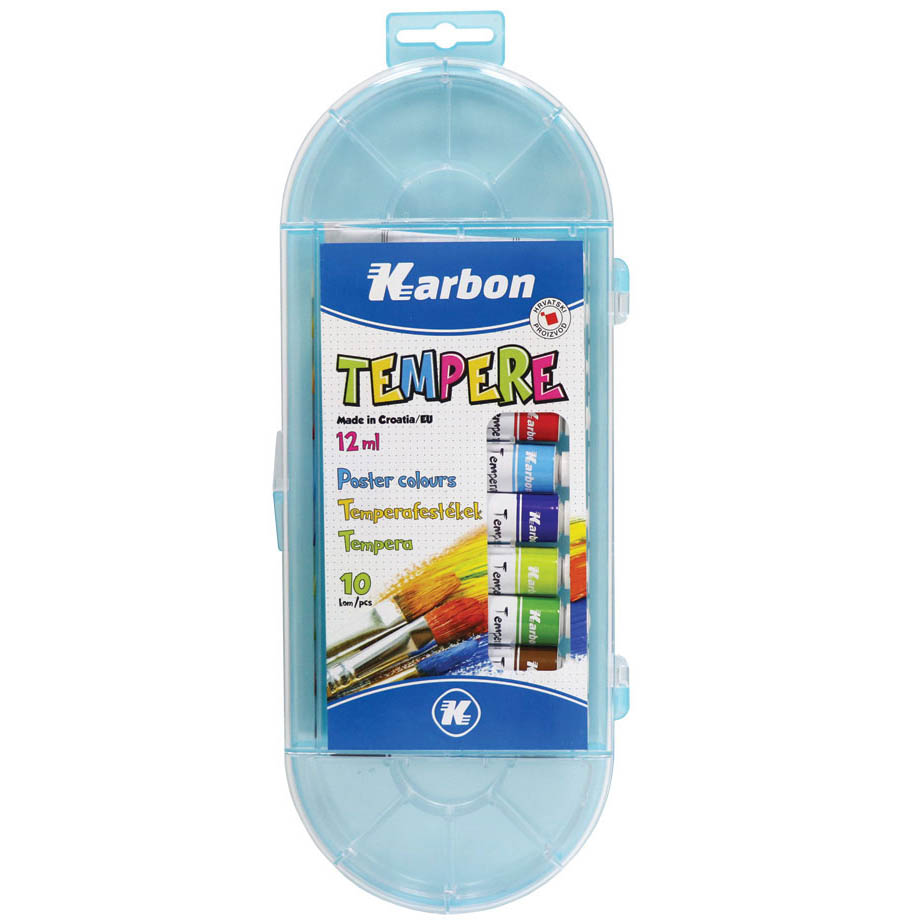 Boje tempere 12ml aluminijska tuba 10boja PVC kutija Karbon