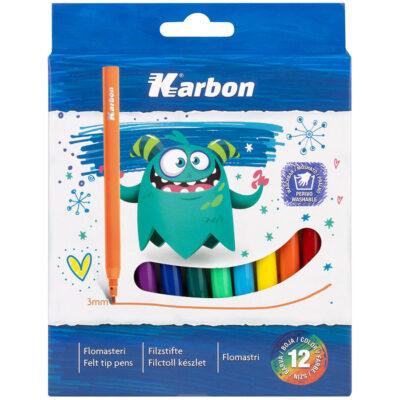 Flomasteri školski 12 boja Karbon