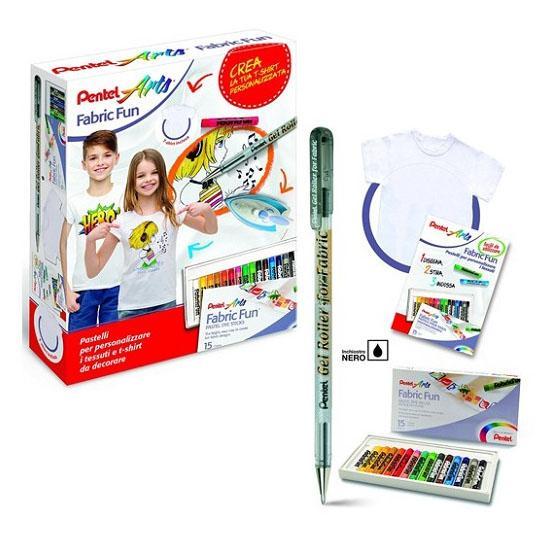 Set kreativni tekstil Pentel Fabric Fun (majica, boje za tekstil, šablone) - Slika 2