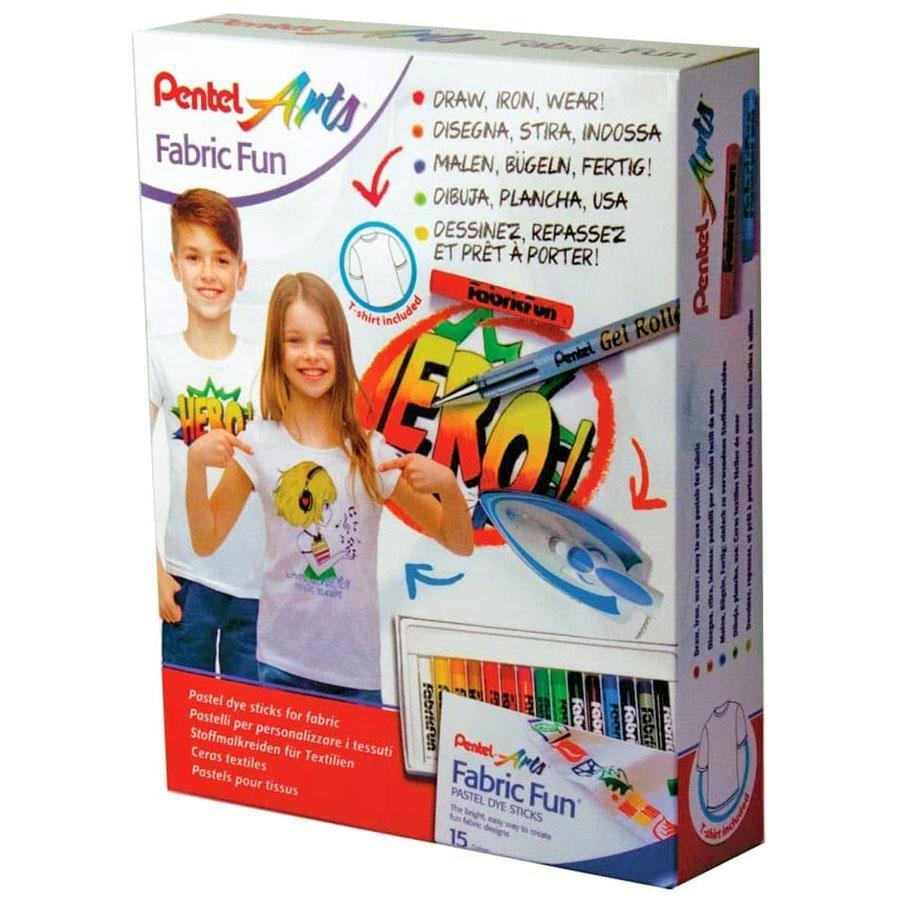 Set kreativni tekstil Pentel Fabric Fun (majica, boje za tekstil, šablone)