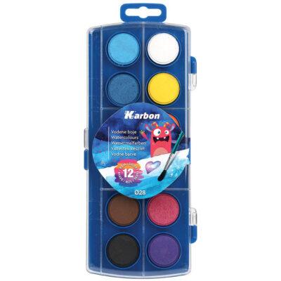 Boje vodene fi 28mm 12 boja Karbon