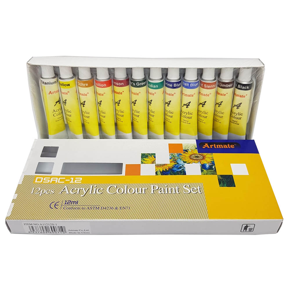 Akrilne boje Artmate 12ml, set 12 boja