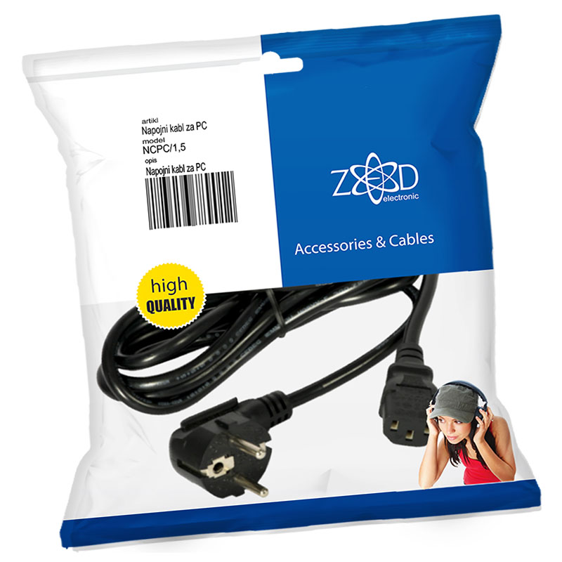 Kabel za napajanje shuko-C13 za PC 1,8m - Slika 2