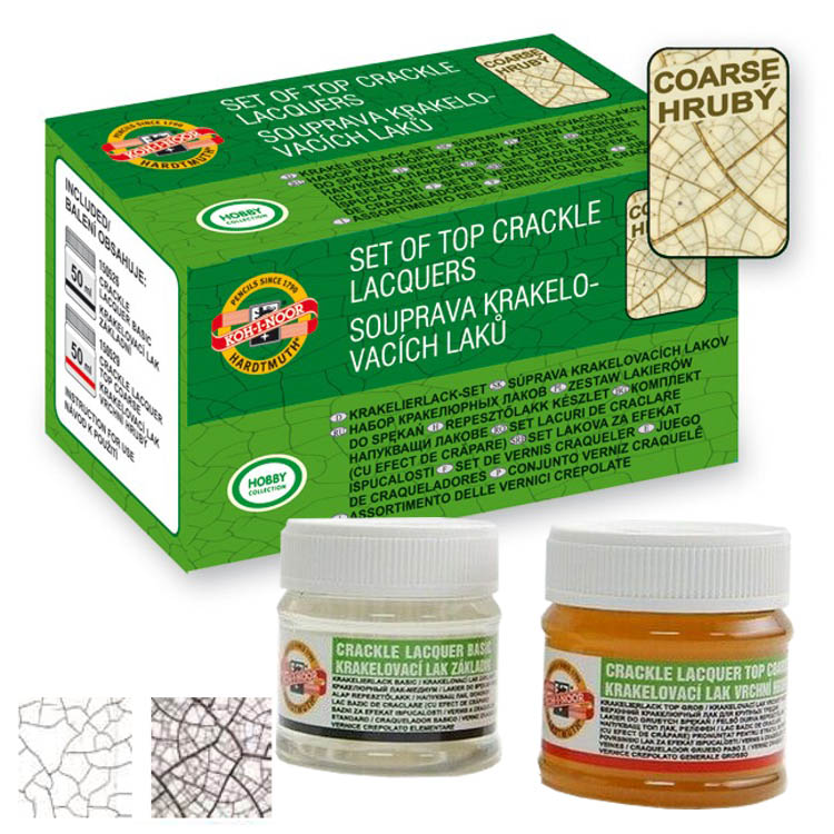 Lakovi završni za ispucani "crackle" efekt osnovni + grubi Koh-I-Nor 50ml + 50ml