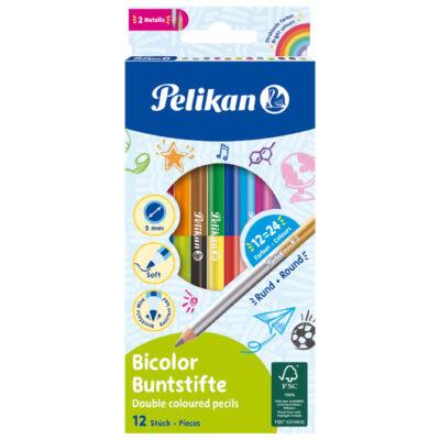 Boje drvene 24 boje, 12 kom obostrane Pelikan