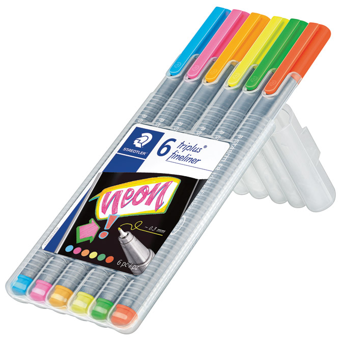Flomasteri finelineri 0,3mm pk6 Neon Triplus Staedtler - Slika 2
