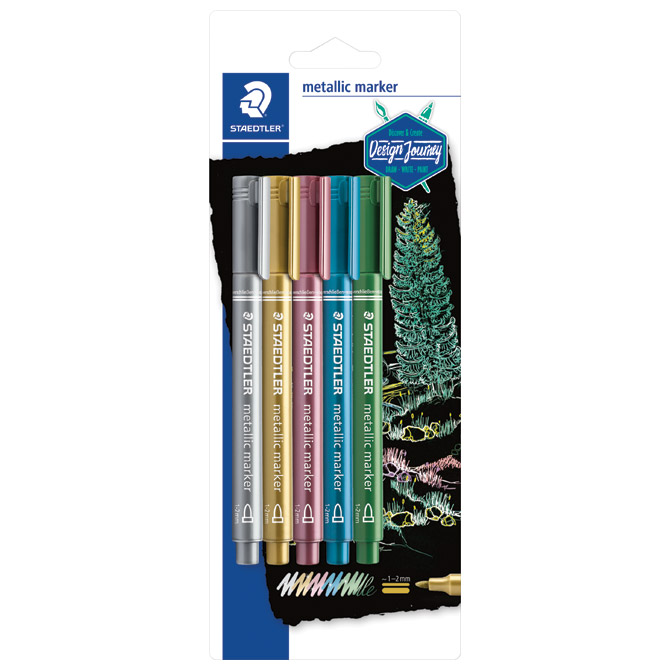 Marker nepermanentni 1-2mm pk5 Metallic Design Journey Staedtler