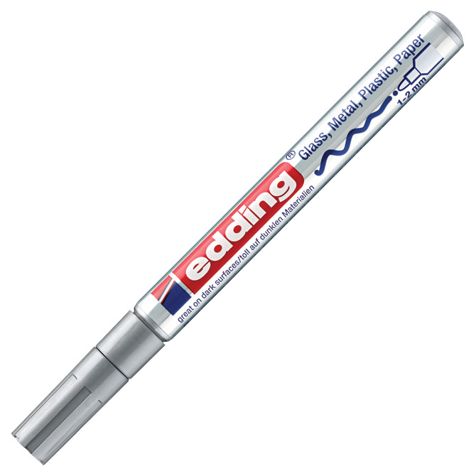 Marker permanentni sjajni lakirajući 1-2mm Edding 751 srebrni - Slika 2