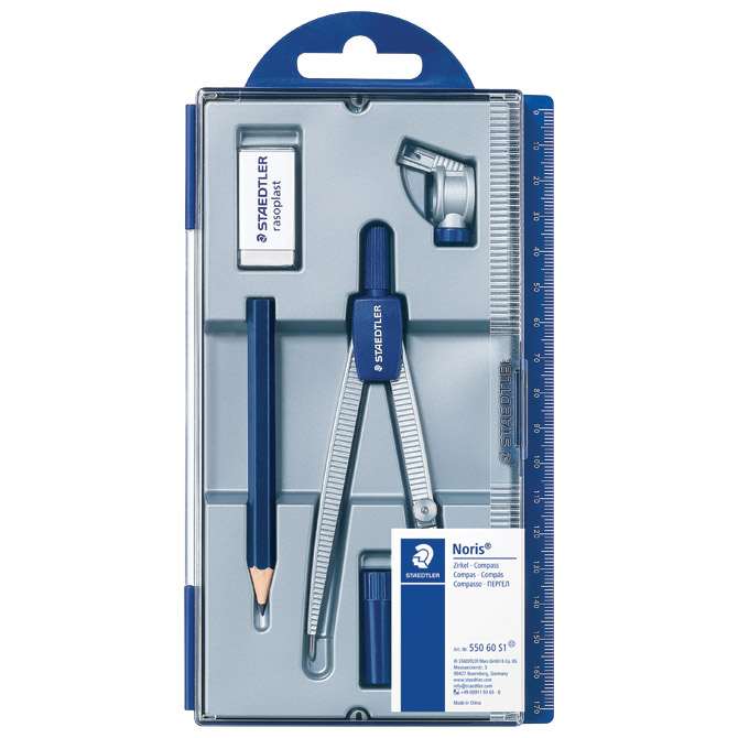Šestar školski 550 60+gumica+grafitna olovka Staedtler 550 60