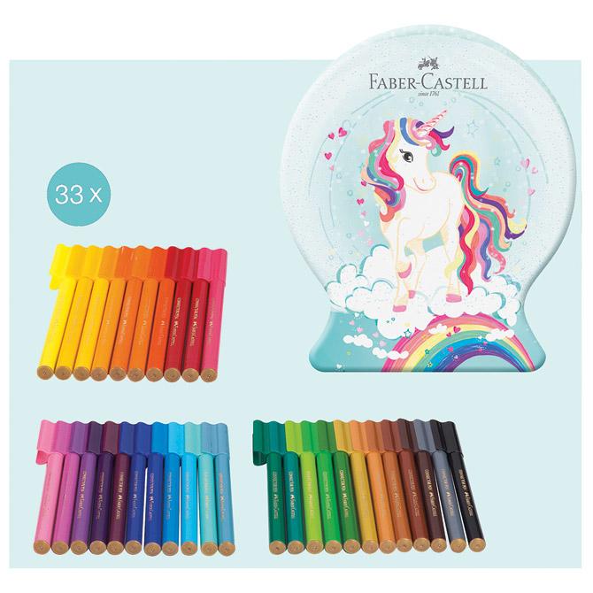 Flomaster školski 33boje u metalnoj kutiji Connector Unicorn Faber Castell - Slika 2