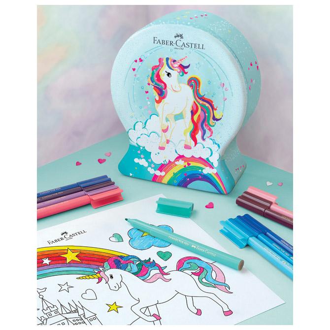 Flomaster školski 33boje u metalnoj kutiji Connector Unicorn Faber Castell - Slika 3