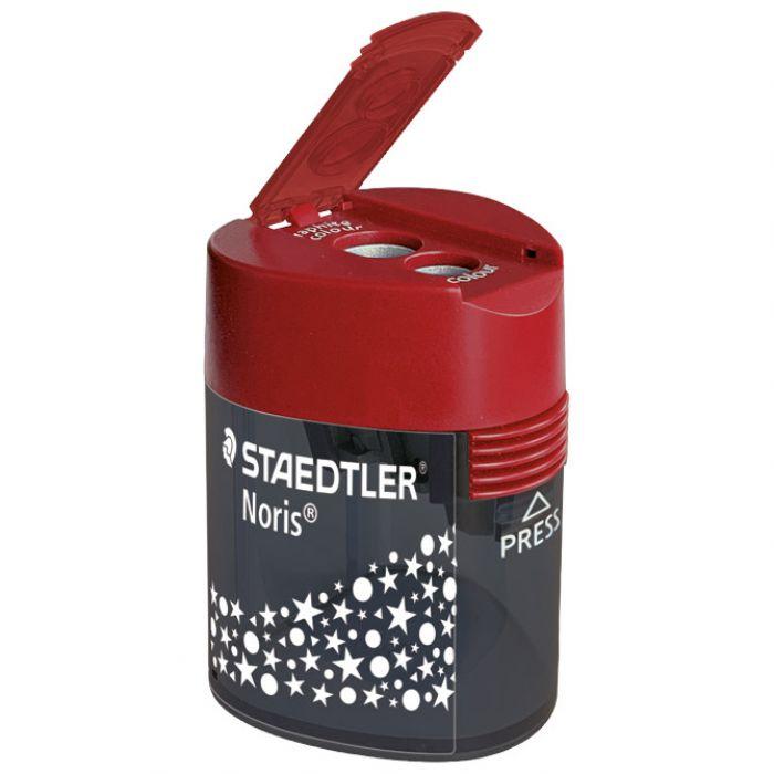 Šiljilo metalno s pvc kutijom 2rupe "Noris" Staedtler Crveno/Sivo - Slika 2