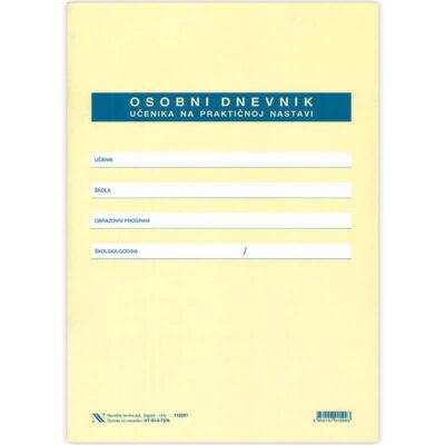 Osobni dnevnik učenika na praktičnoj nastavi, obrazac XI-4-72/A NN