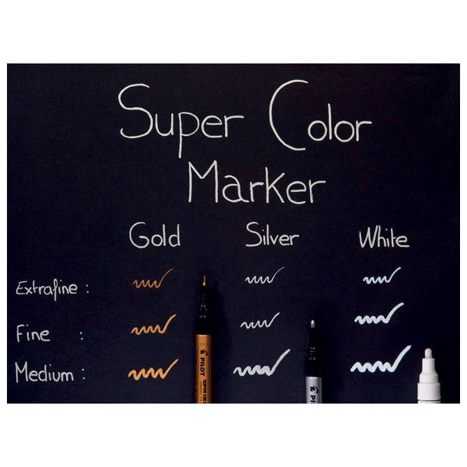 Marker permanentni 2 mm okrugli vrh Super Color Pilot SC-W-M bijeli - Slika 2