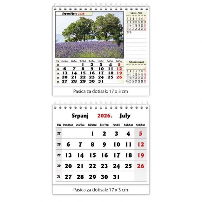 Kalendar stolni mali "Zeleno-plava Hrvatska" 13 listova, spirala - Slika 2