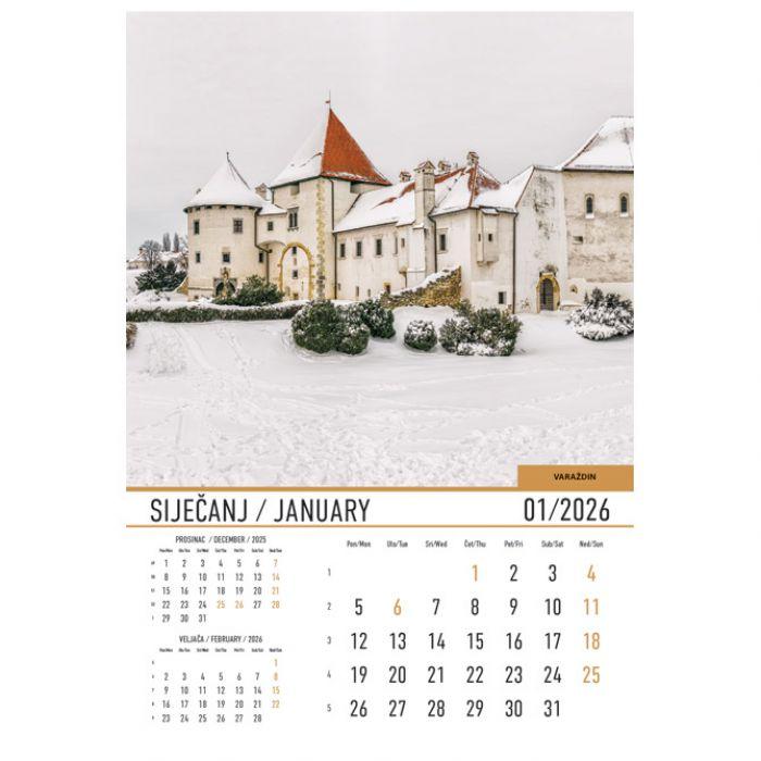 Kalendar "Dvorci i utvrde" 13 listova, spirala - Slika 2