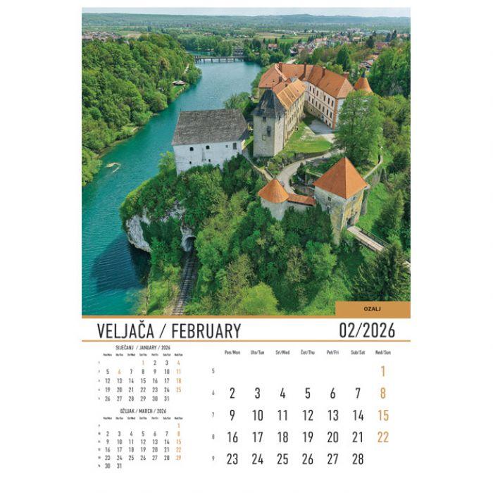 Kalendar "Dvorci i utvrde" 13 listova, spirala - Slika 3