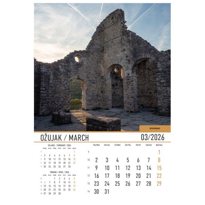 Kalendar "Dvorci i utvrde" 13 listova, spirala - Slika 4
