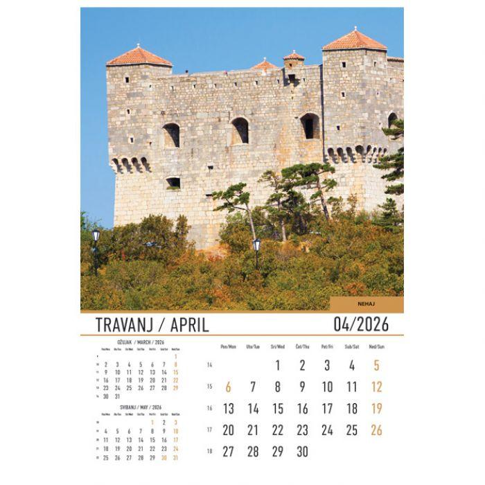 Kalendar "Dvorci i utvrde" 13 listova, spirala - Slika 5