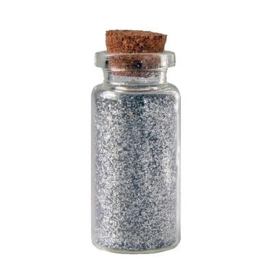 Glitter u prahu u staklenoj bočici 8g srebrni