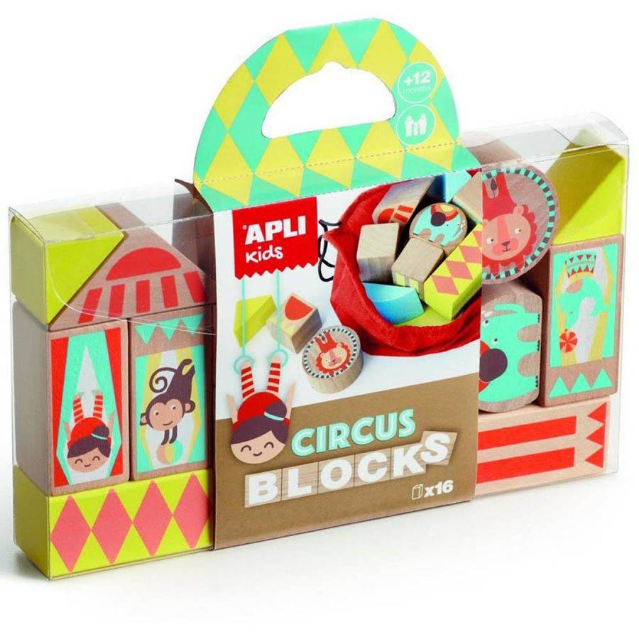 Drvene kocke Apli cirkus 16 kom + torbica