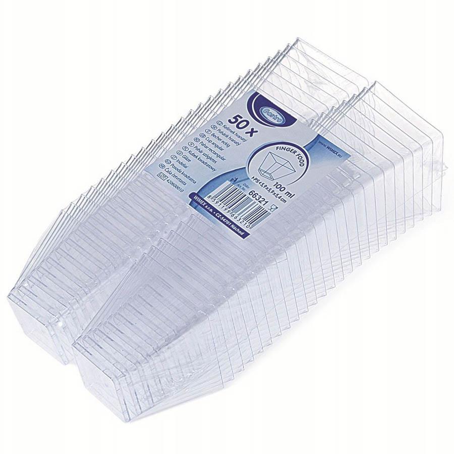 Fingerfood posuda PS kvadrat prozirna 59x59x54mm 100ml 50/1 - Slika 3