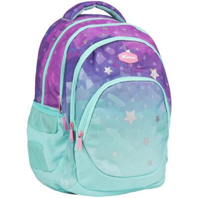 Ruksak školski 4 zip Shiny Stars Karbon