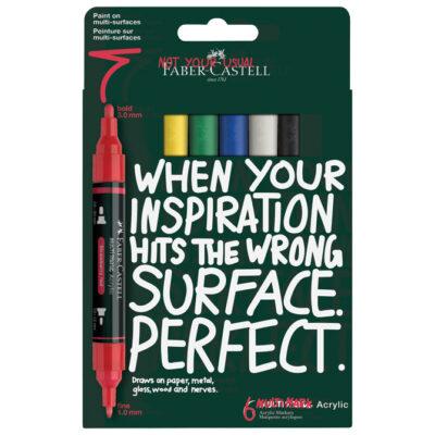 Marker akrilni obostrani Multimarker Faber Castell 186003/6boja
