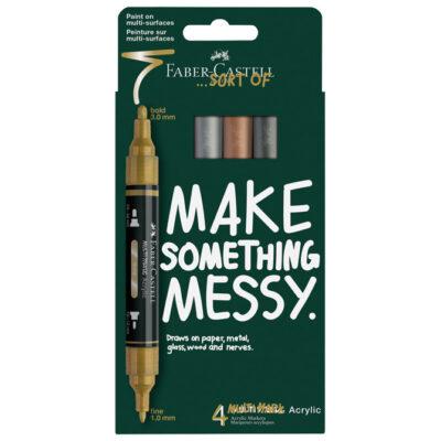 Marker akrilni obostrani Multimarker Faber Castell 186004/4boje metalic