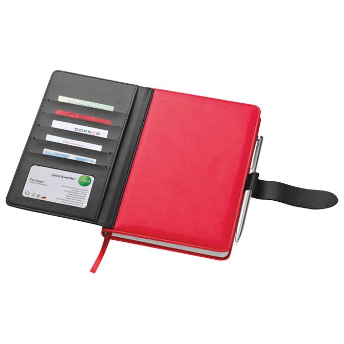 Notes A5 crte 256L od umjetne kože sa prostorom za kreditne kartice Macma crveno-crni - Slika 3