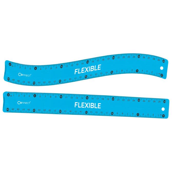 Ravnalo pvc 30 cm fleksibilno Connect prozirno plavo