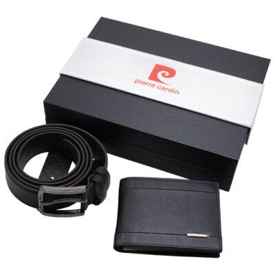 Set kožni muški Pierre Cardin crni