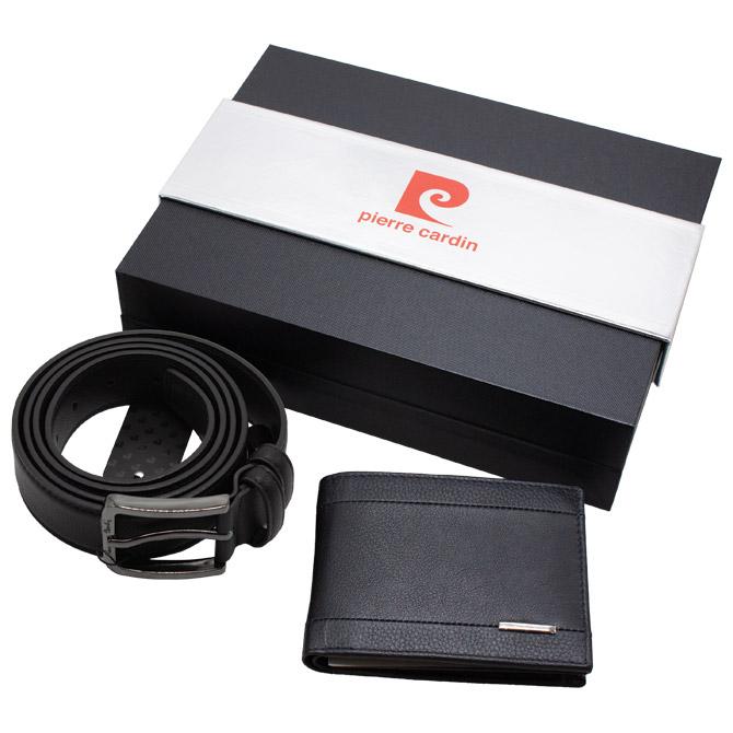 Set kožni muški Pierre Cardin crni