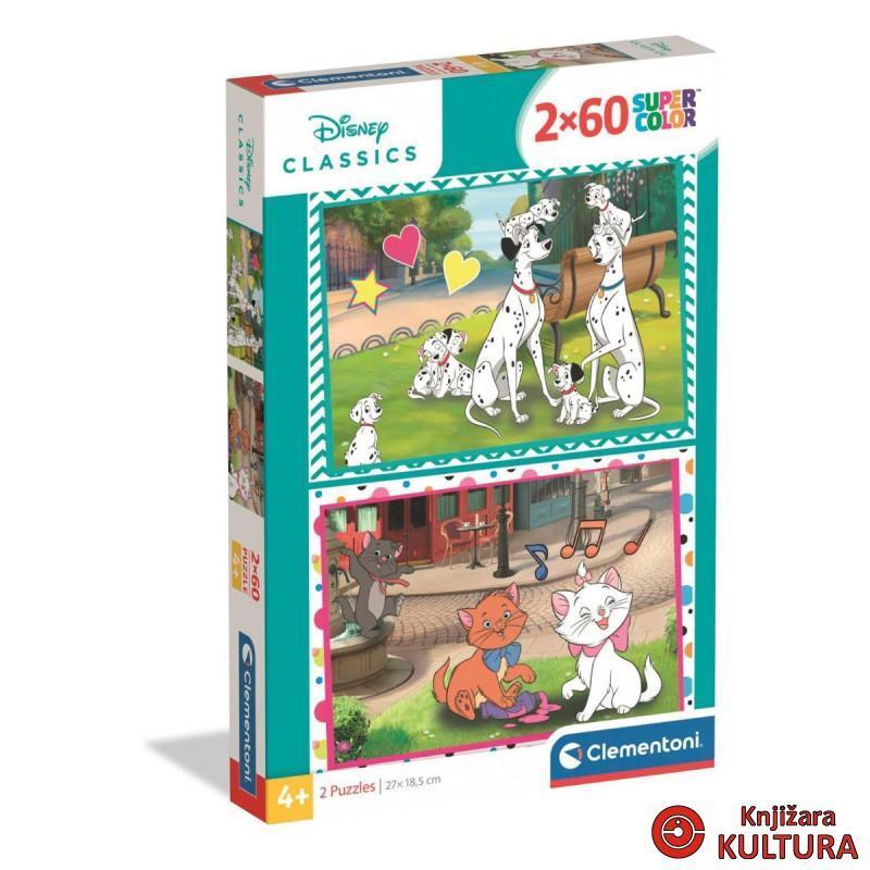 Puzzle 2X60komada Disney Classic Dalmatiner i dama Clementoni